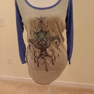 Miss Me Blue and Gray Long Sleeve Tee